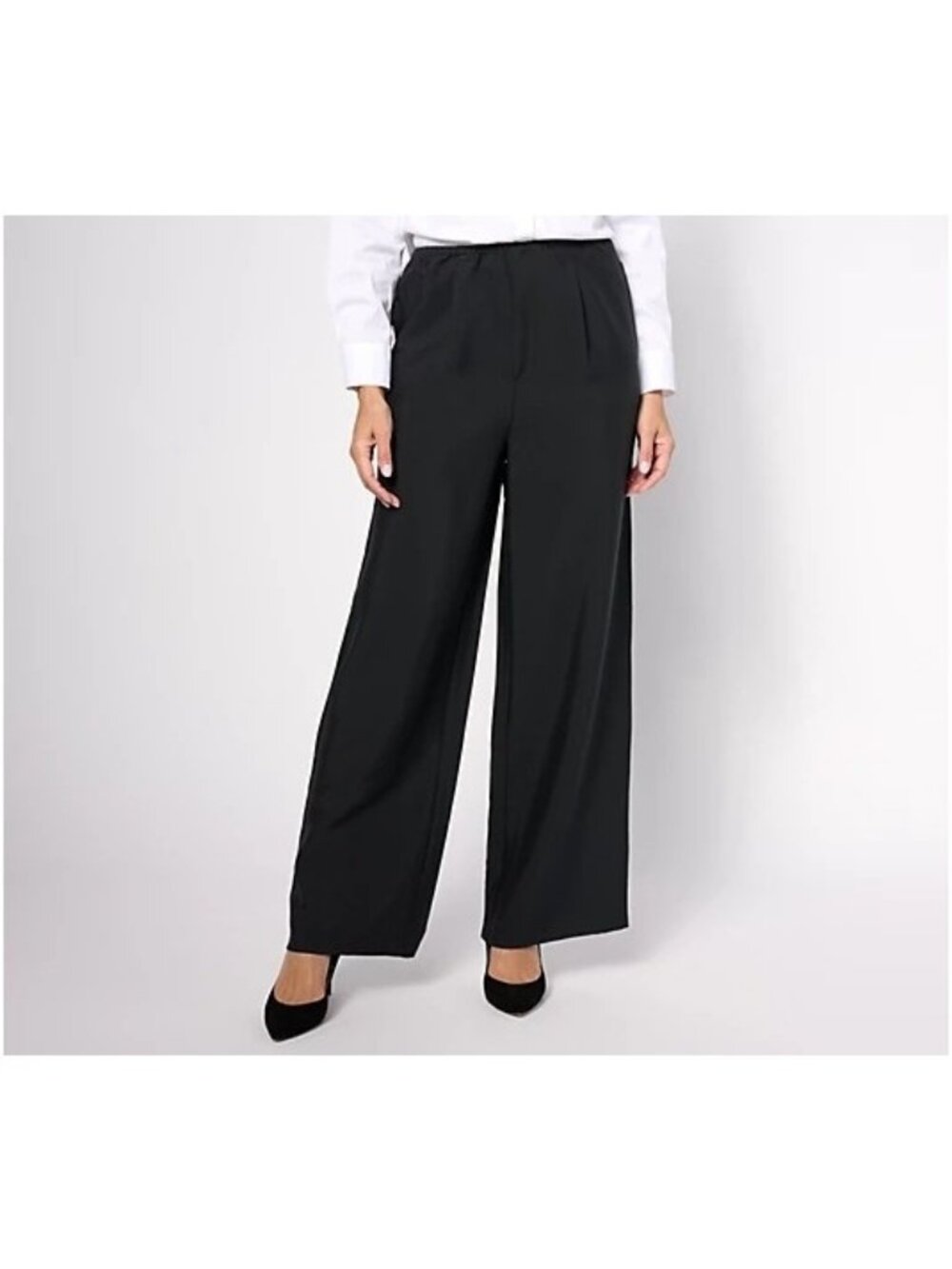 Studio Park x Amy Stran Petite Size XXS Wide Leg Pleated Pant Black Career Offic